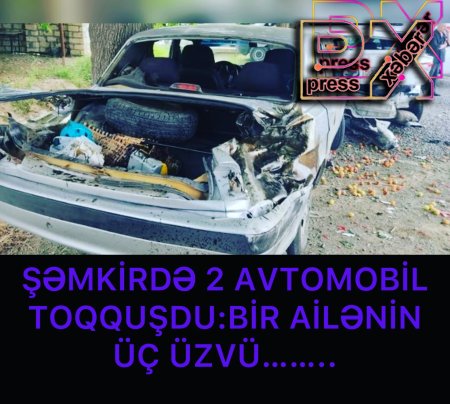 ŞƏMKİRDƏ 2 AVTOMOBİL TOQQUŞDU.