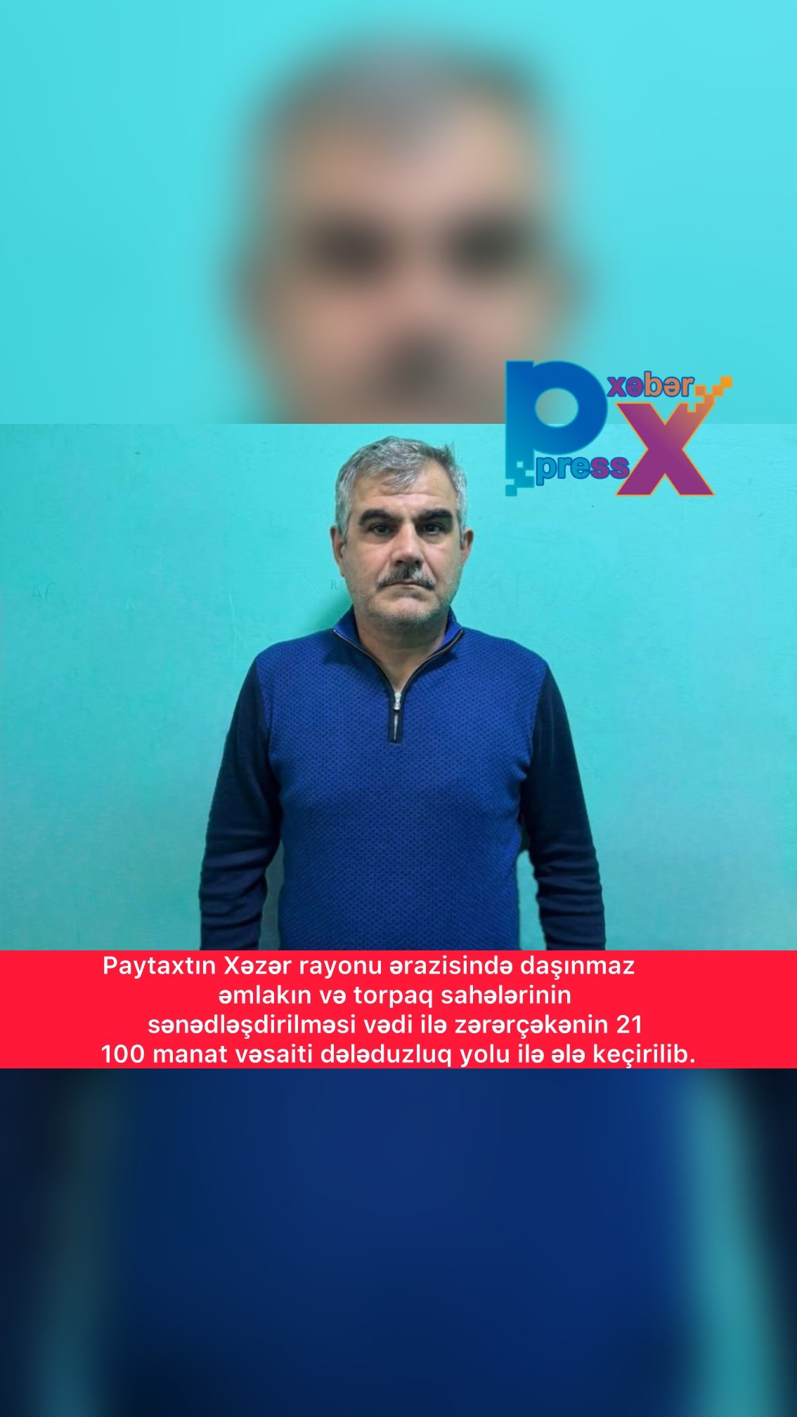 Paytaxtın Xəzər rayonu ərazisində daşınmaz əmlakın və torpaq sahələrinin sənədləşdirilməsi vədi ilə zərərçəkənin 21 100 manat vəsaiti dələduzluq yolu ilə ələ keçirilib.